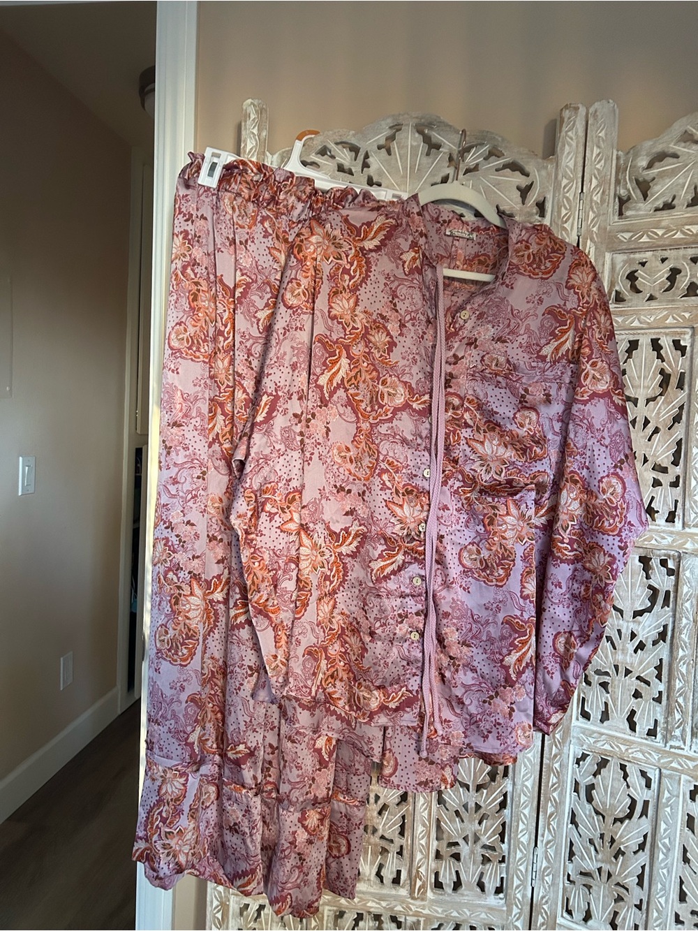 Free People Goddess Lounge Set in Pink and Rust Paisley
